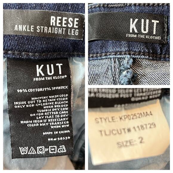 Kut from the Kloth Women's Jeans Reece Ankle Straight Leg Mid Rise Stripe Size 2 - Picture 8 of 10